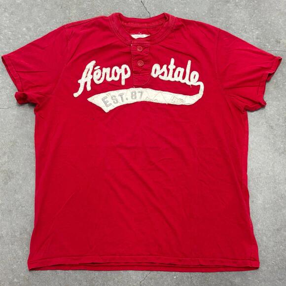 Aeropostale Henley Logo T Shirt - Picture 1 of 3